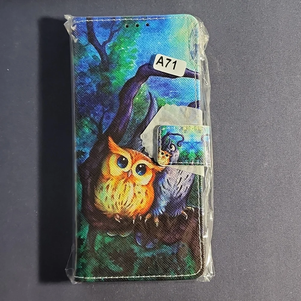 Samsung Galaxy A71, New Phone Case with wallet, Owl Design